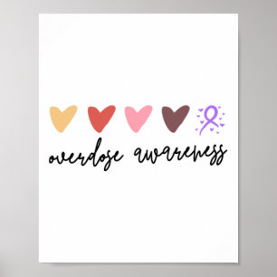 Póster Corazones minimalistas Conciencia de sobredosis 1