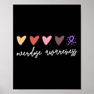 Póster Corazones minimalistas Conciencia sobre sobredosis