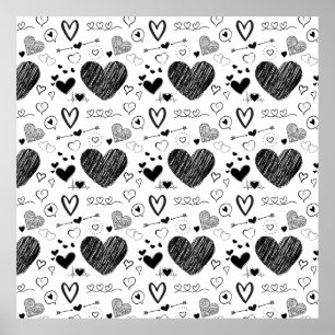 Póster corazones negros - fondo blanco