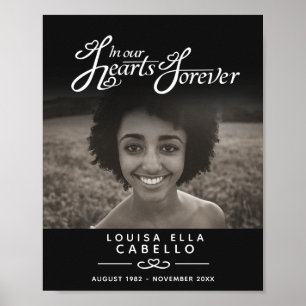 Póster Corazones para el recuerdo del funeral negro