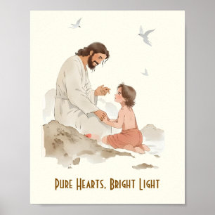 Póster Corazones puros luz brillante
