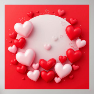 Póster Corazones rojos en varios tamaños y tonos