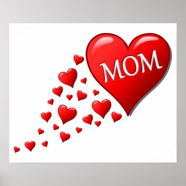 PÓSTER CORAZONES ROJOS PARA MAMÁ (Frente)