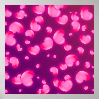 Póster Corazones rosados