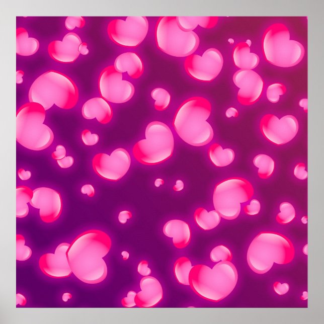 Póster Corazones rosados (Frente)