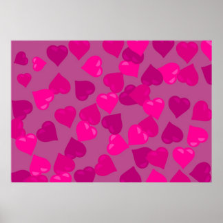 Póster Corazones rosados