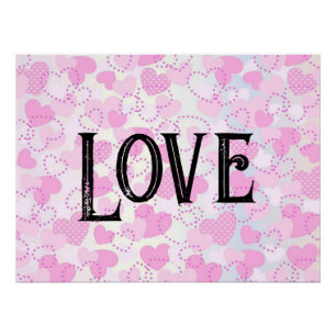 Póster Corazones rosados modernos caligrafía de texto acu