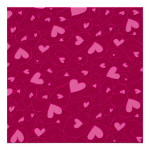 Póster Corazones rosados rizados