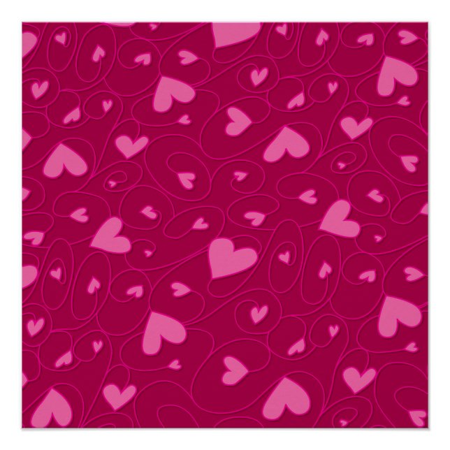 Póster Corazones rosados rizados (Anverso)