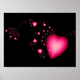 Póster Corazones rosas