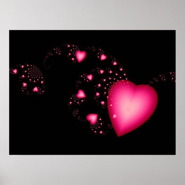 Póster Corazones rosas (Frente)