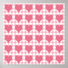 Póster Corazones Rosas