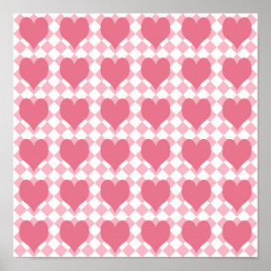 Póster Corazones Rosas