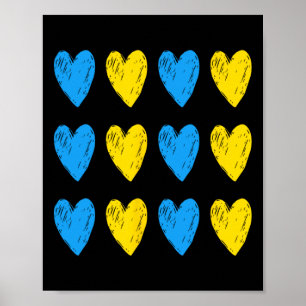 Póster Corazones Ucranianos Apoyan a Ucrania Bandera Azul