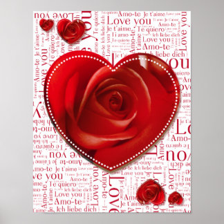 Póster Corazones y letras - poster
