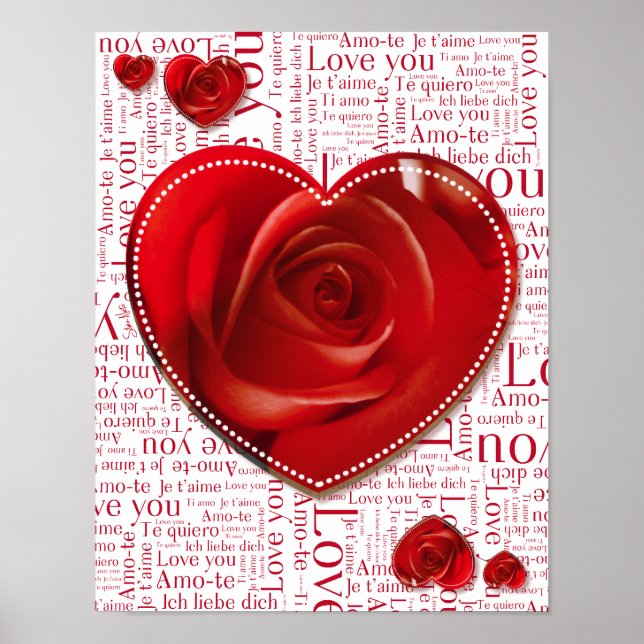 Póster Corazones y letras - poster (Frente)