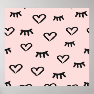 Póster Corazones y ojos: boceto de cosecha de cosecha de 