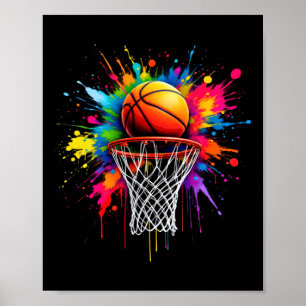 Póster Corbata de baloncesto colorida con tinte de colore