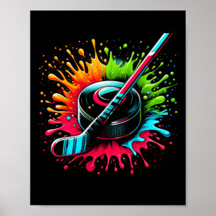 Póster Corbata de hockey colorida Tie Dye Color Jugador d