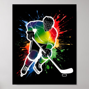 Póster Corbata de jugador de hockey sobre hielo colorida