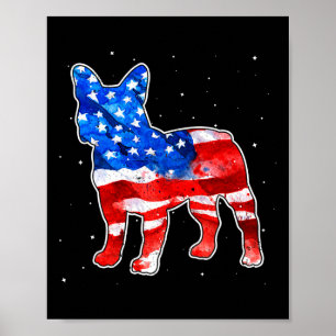 Póster Corbata de perro bulldog bandera americana patriót