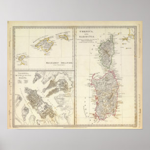 Póster Córcega, Cerdeña, Islas Baleares, La Valeta