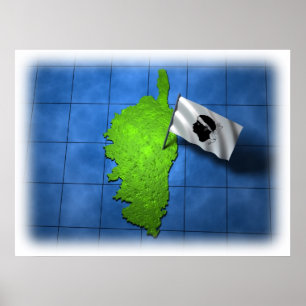 Póster Córcega con su propia bandera