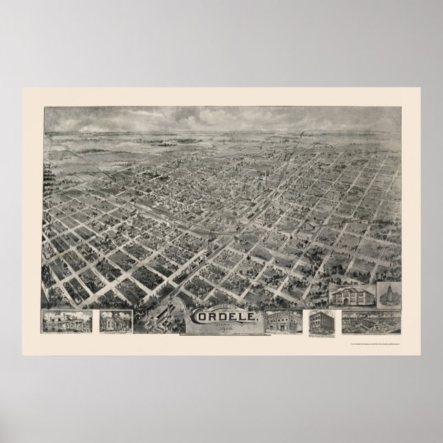 Póster Cordele, Mapa Panorámico GA - 1908 (Frente)
