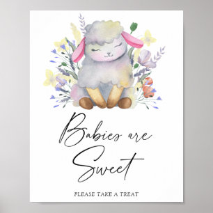 Póster Cordero acuarela - bebés son dulces cartel