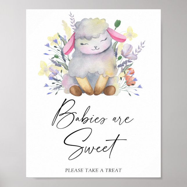 Póster Cordero acuarela - bebés son dulces cartel (Frente)