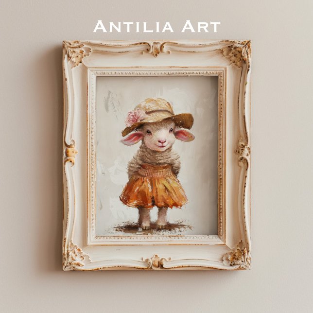 Póster Cordero en pintura de falda animal de granja vinta (Subido por el creador)