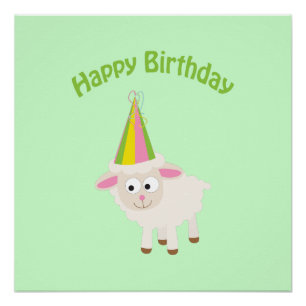 Póster Cordero feliz de cumpleaños