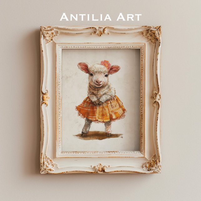 Póster Cordero Naranja Skirt Pintar lechuga malva animal (Subido por el creador)