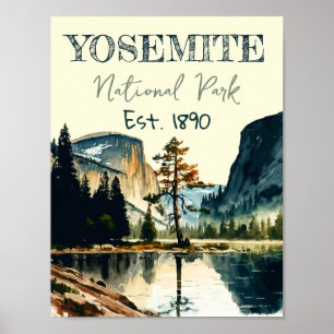 Póster Cordillera del Parque Nacional Yosemite Media Dome