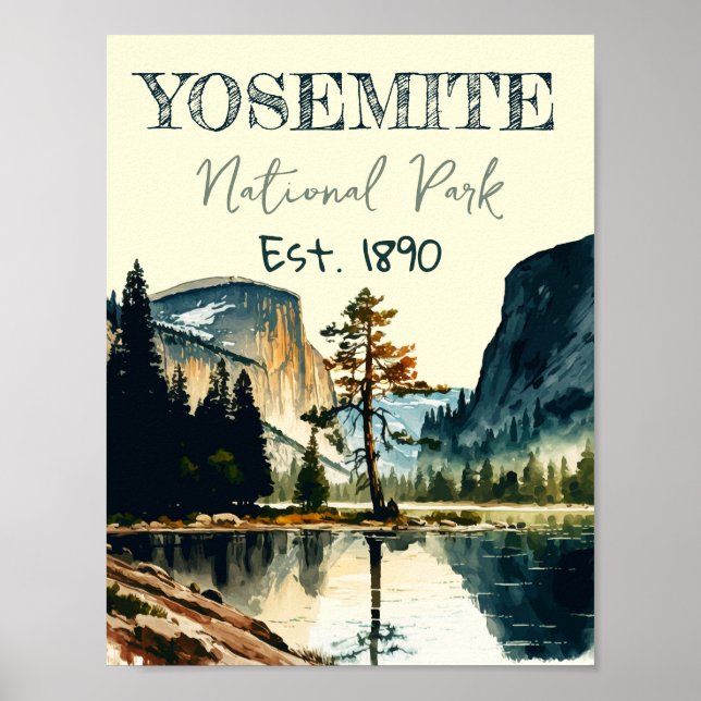 Póster Cordillera del Parque Nacional Yosemite Media Dome (Frente)