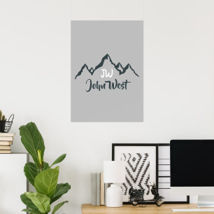 Póster Cordillera personalizable con monograma de línea d