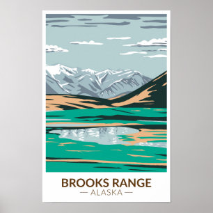 Póster Cordilleras de Brooks Alaska Vintage