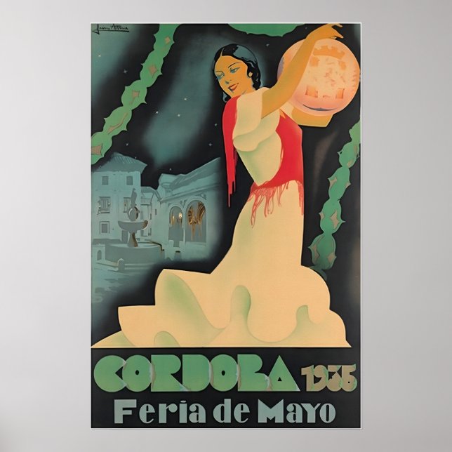 Póster Cordoba Print Spain Travel Poster Spanish Art (Frente)