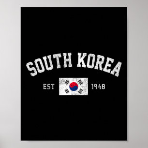Póster Corea del Sur Est. 1948 Bandera de Corea del Sur I