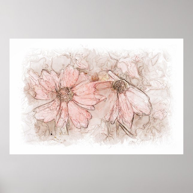 Póster Coreopsis Floral Watercolor ID712 (Frente)