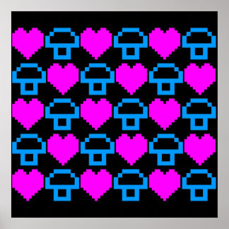 Póster Corey Tiger 80 Retro 8 bits Amor champiñón