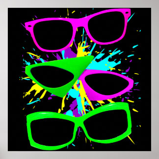 Póster Corey Tiger 80s Vintage Neon Sungafas Splatter