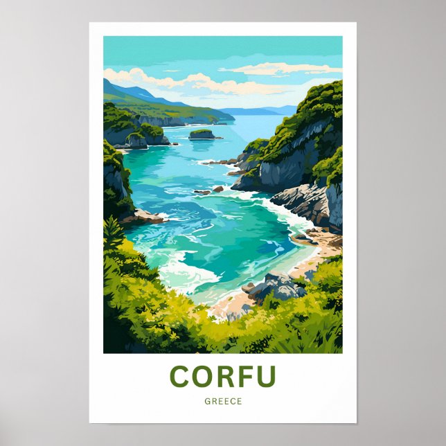 Póster Corfu Grecia Travel Print (Frente)