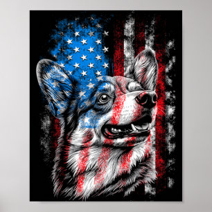 Póster Corgi 4 de julio Amante de los perros Hombres Muje