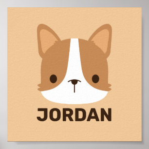 Póster Corgi Adorable con Nombre Personalizado