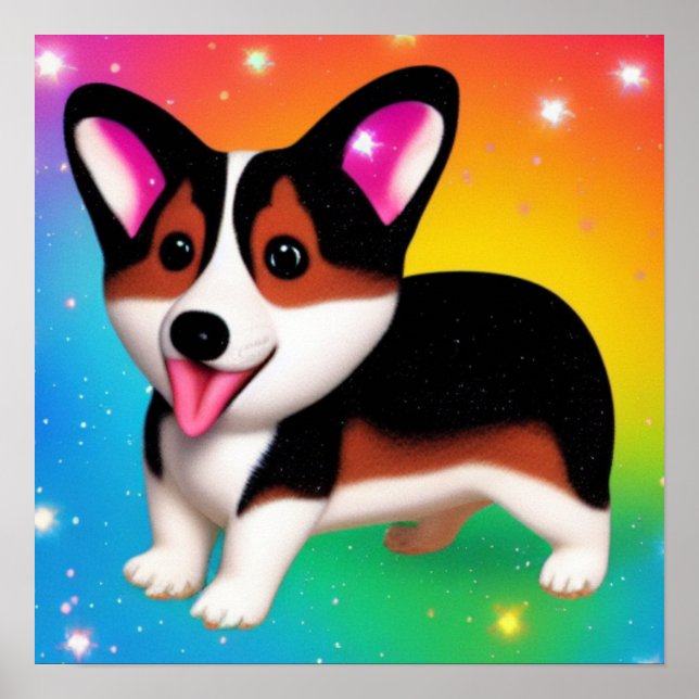 Póster Corgi Cachorro Perro Divertido   (Frente)