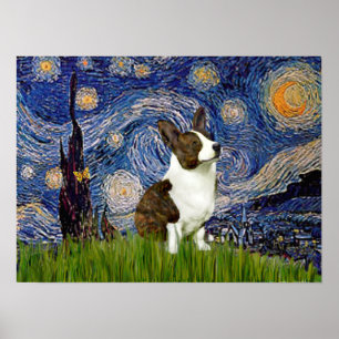 Póster Corgi Cardigan galés - Noche estrellada