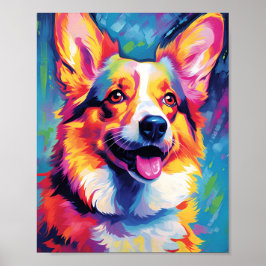 Póster Corgi colorido