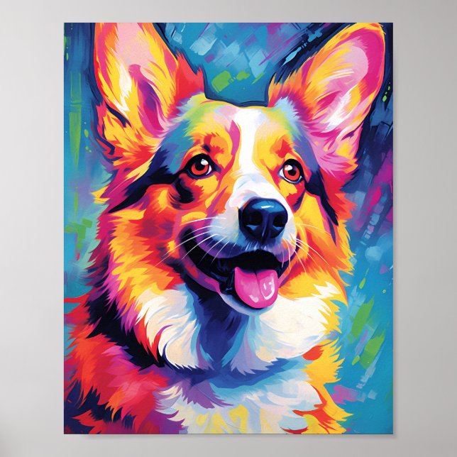Póster Corgi colorido (Frente)