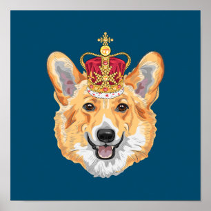 Póster Corgi con corona